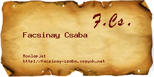 Facsinay Csaba névjegykártya